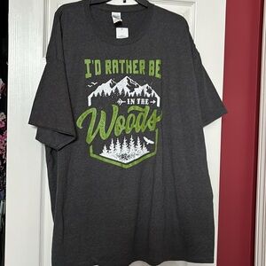 NWT  “I’d rather be in the woods” grey short sleeve shirt size 3xl